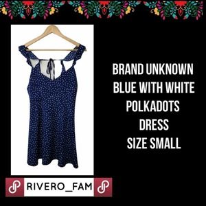 BRAND UNKNOWN | BLUE & WHITE POLKADOT DRESS